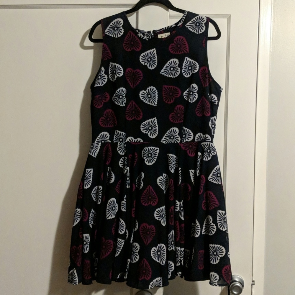 Navy blue dress with heart pattern